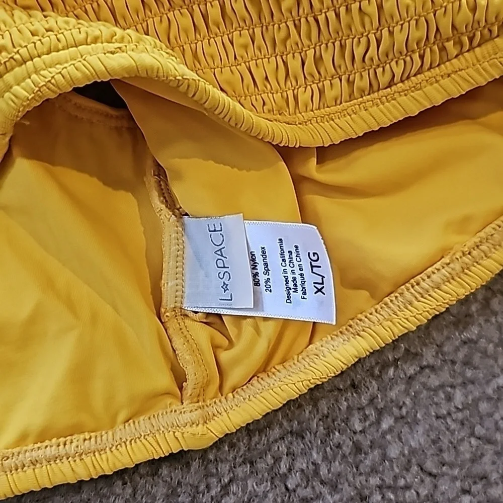 L Space Izzie Smocked Bikini Top Marigold Yellow XL